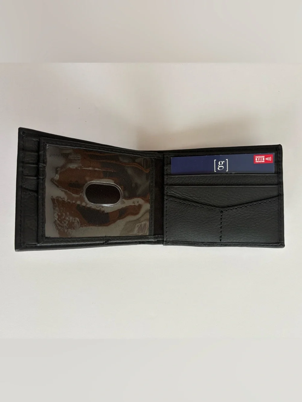 New Genuine Leather George Bi-fold Wallet ID Window RFID Protection